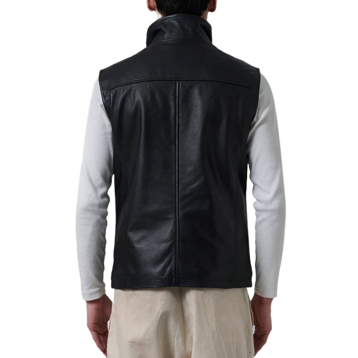Zane Black Leather Vest
