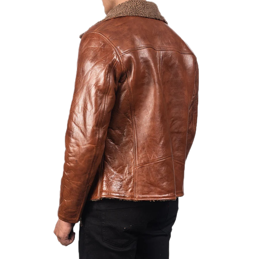 Alberto Shearling Brown Leather Jacket