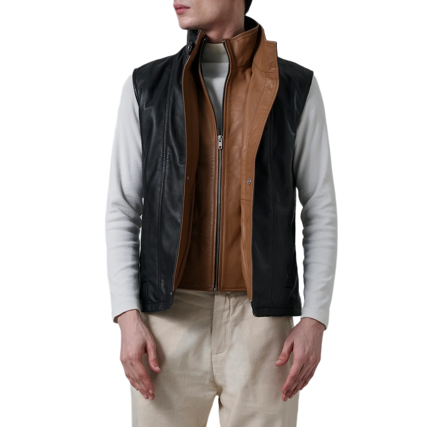 Zane Black Leather Vest