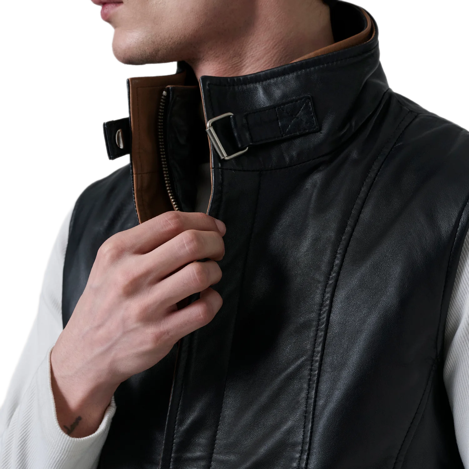 Zane Black Leather Vest