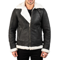 Francis B-3 Distressed Black Leather Bomber Jacket