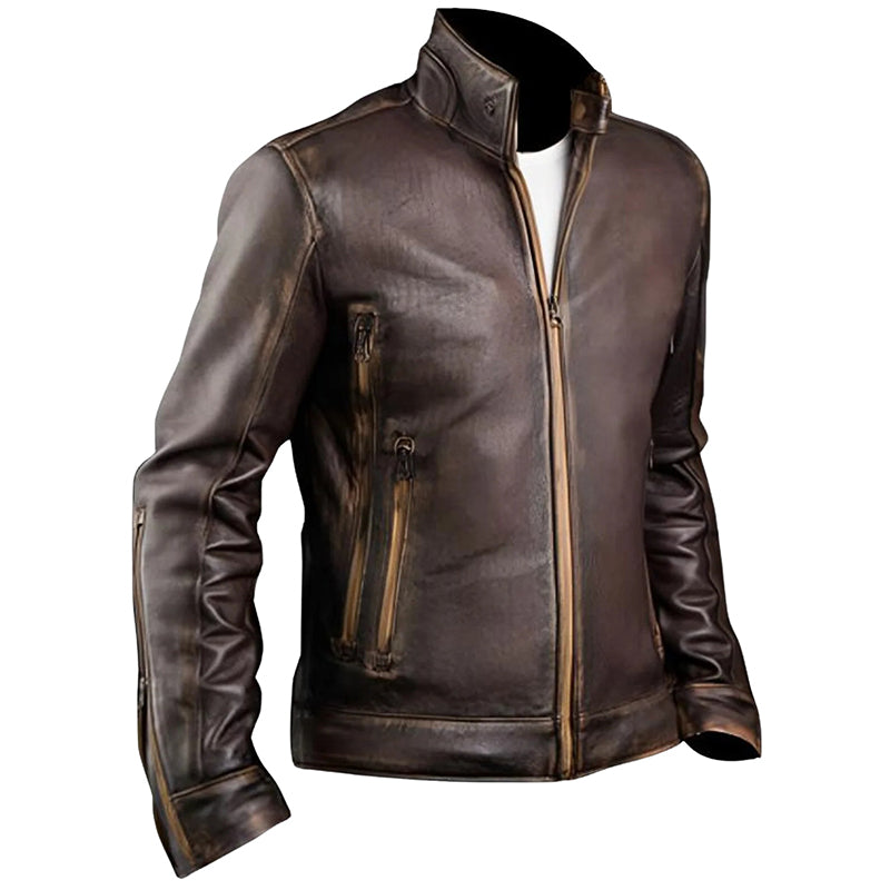 Men’s Vintage Cafe Racer Motorcycle Jacket