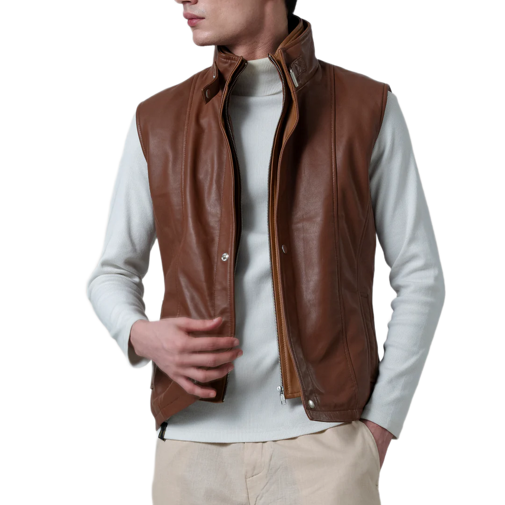 Zane Waxed Brown Leather Vest