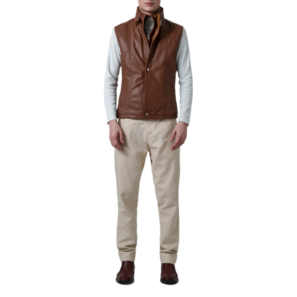Zane Waxed Brown Leather Vest