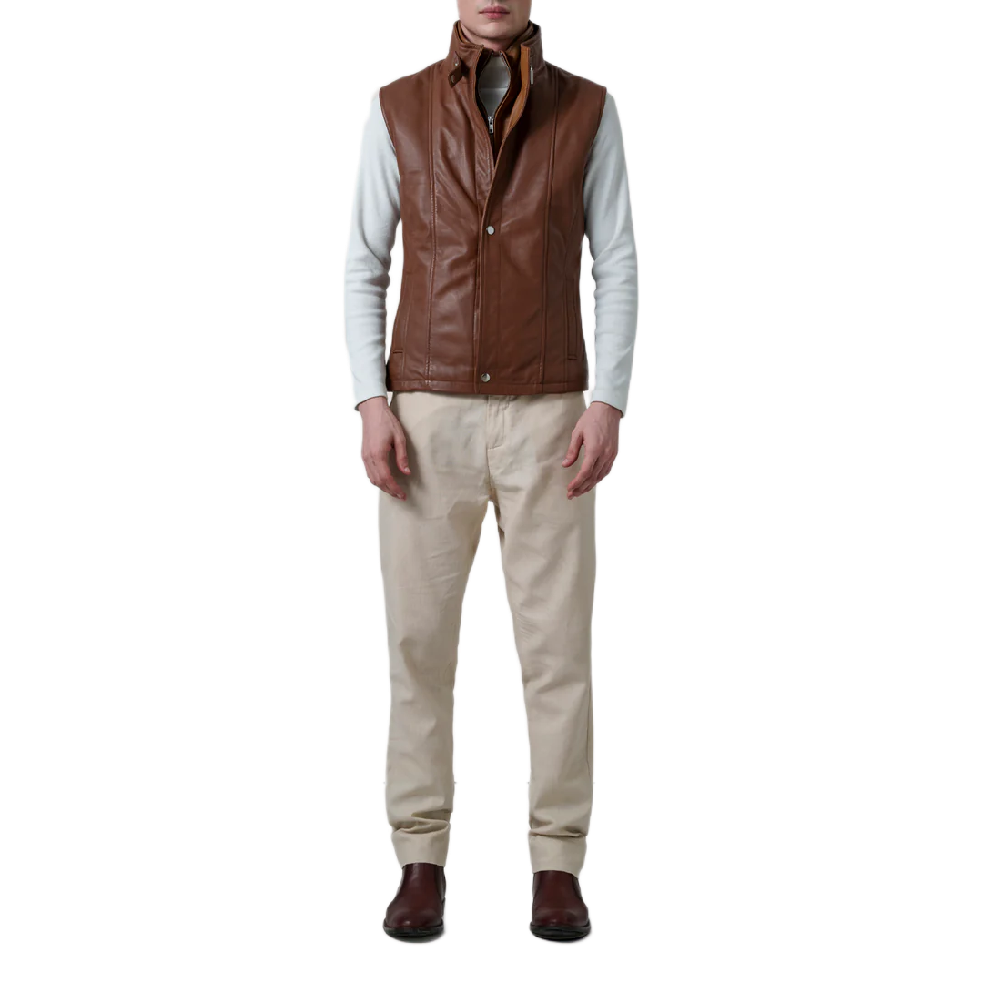 Zane Waxed Brown Leather Vest