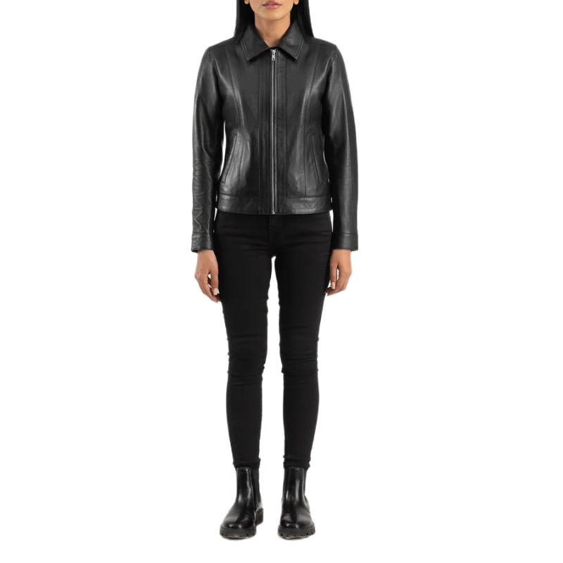 Vixen Black Classic Collar Leather Jacket