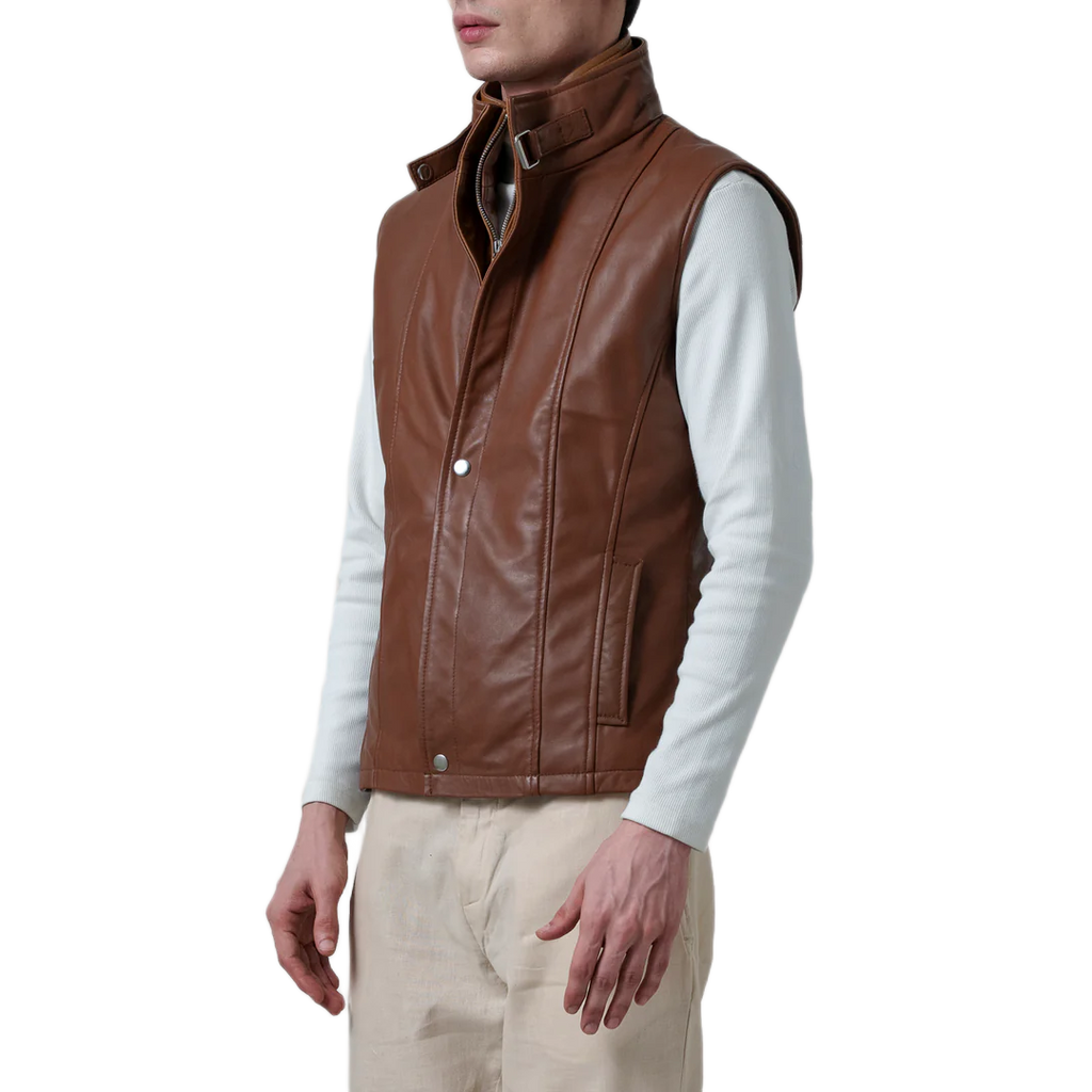 Zane Waxed Brown Leather Vest