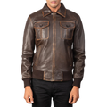 Aaron Brown Leather Bomber Jacket