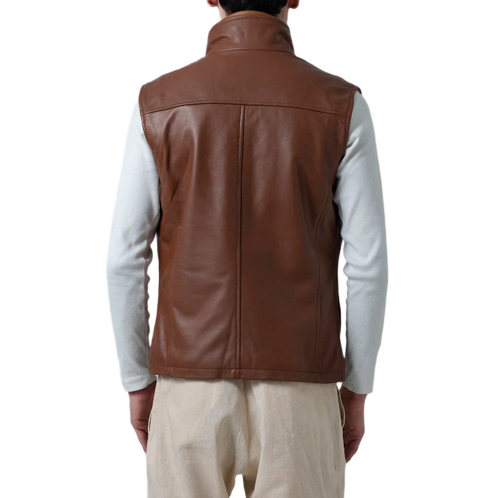 Zane Waxed Brown Leather Vest
