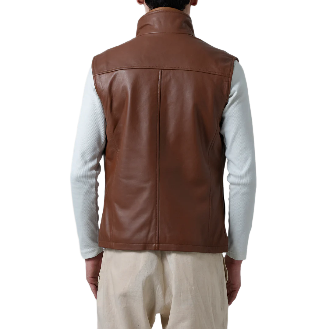Zane Waxed Brown Leather Vest