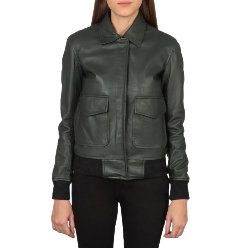 Westa A-2 Green Leather Bomber Jacket