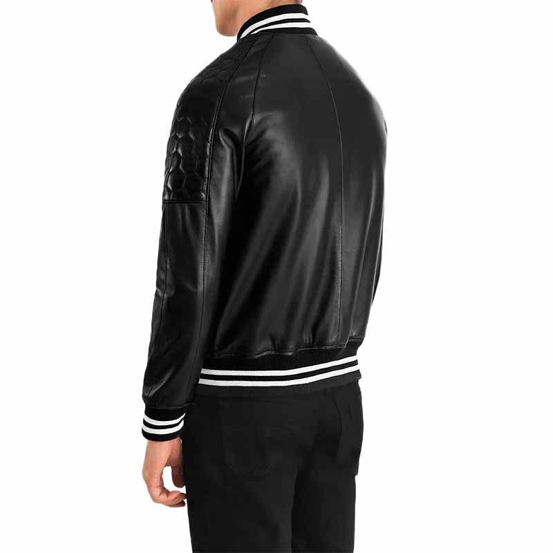 Pascal Black Leather Varsity Jacket