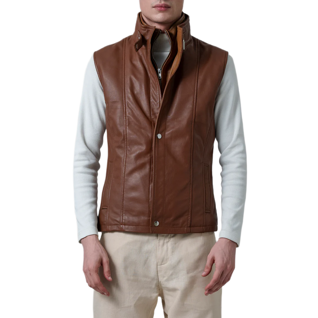 Zane Waxed Brown Leather Vest