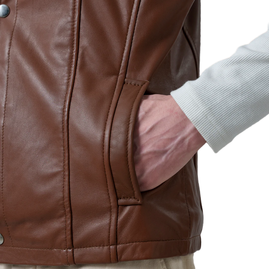 Zane Waxed Brown Leather Vest