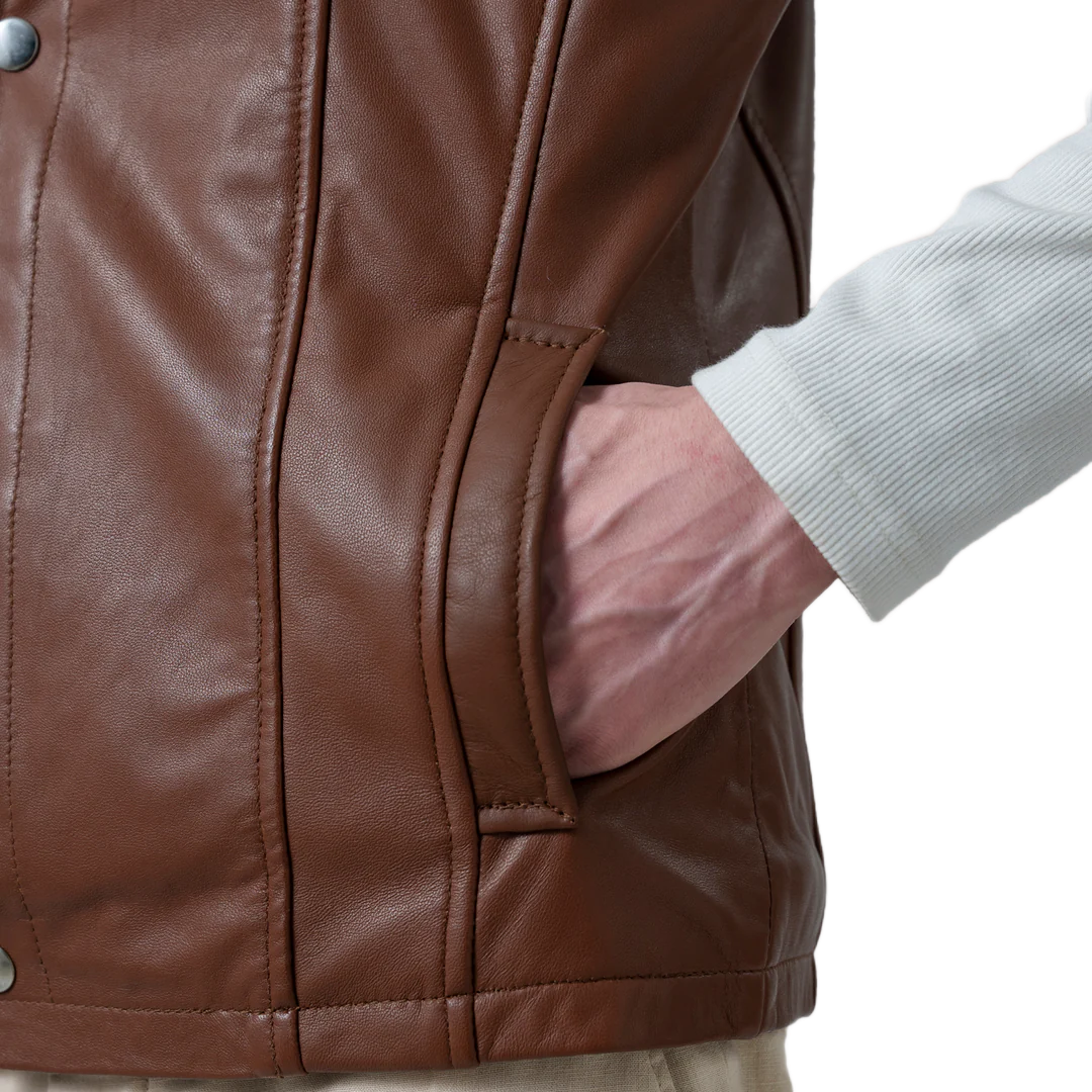Zane Waxed Brown Leather Vest
