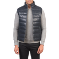 Reeves Blue Leather Puffer Vest