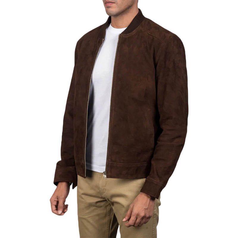Blain Mocha Suede Bomber Jacket