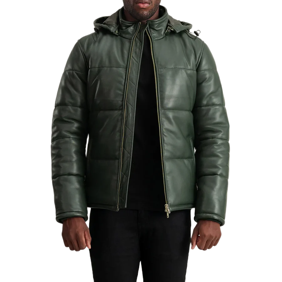 Gordon Green Hooded Leather Puffer Jacket