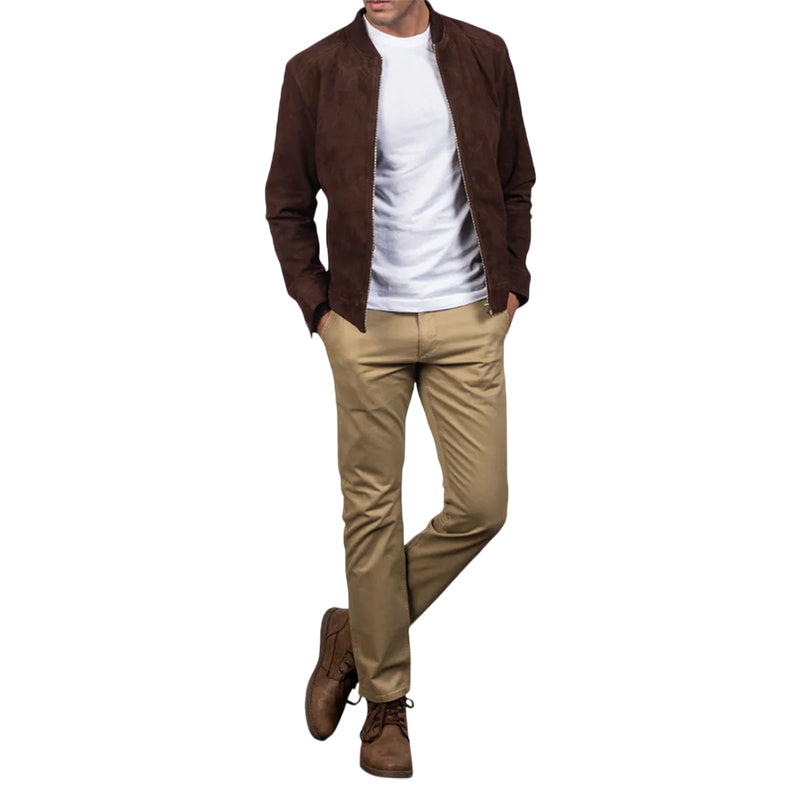 Blain Mocha Suede Bomber Jacket