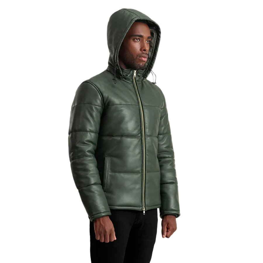 Gordon Green Hooded Leather Puffer Jacket