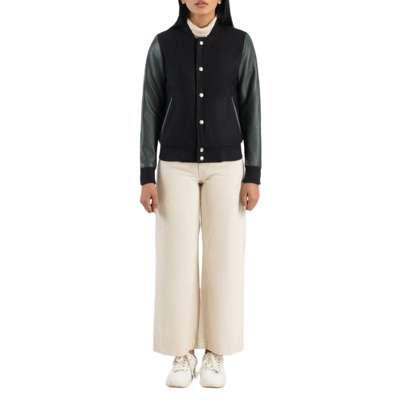 Savant Green & Black Hybrid Varsity Jacket
