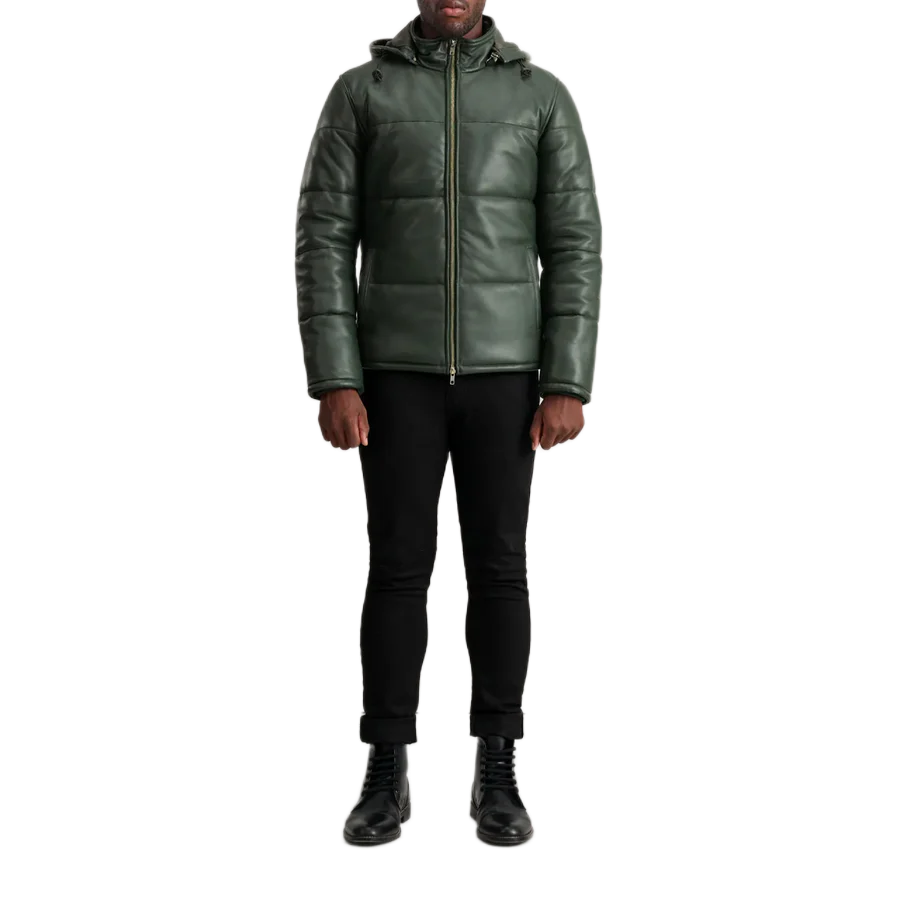 Gordon Green Hooded Leather Puffer Jacket
