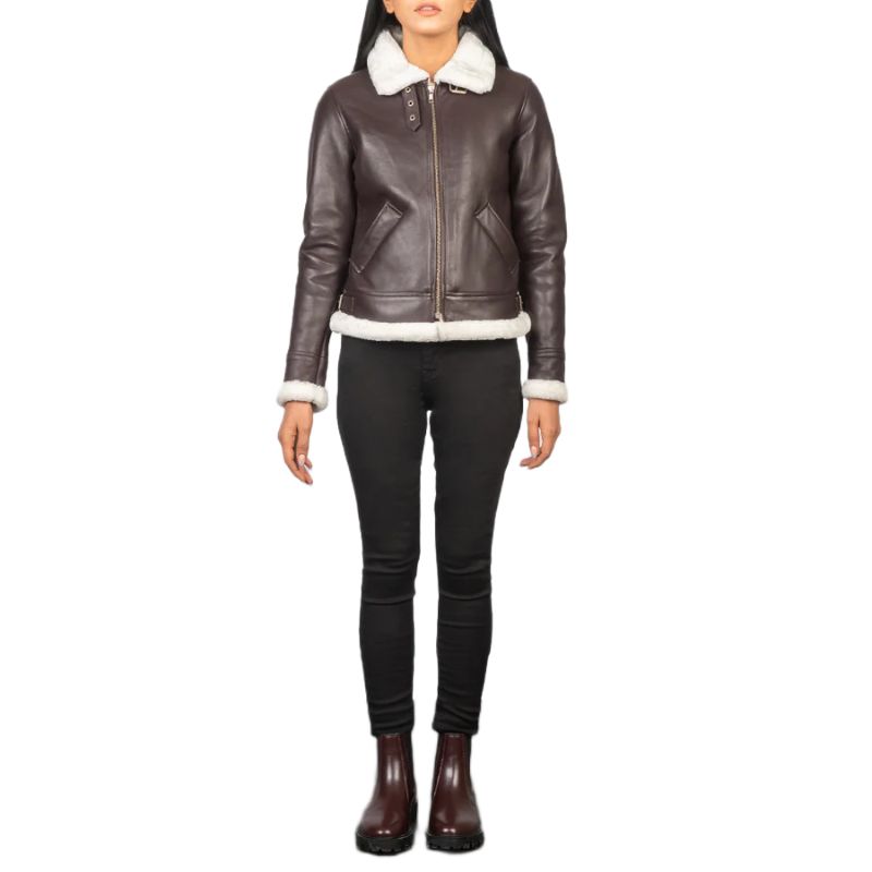 Sherilyn B-3 Maroon Leather Bomber Jacket