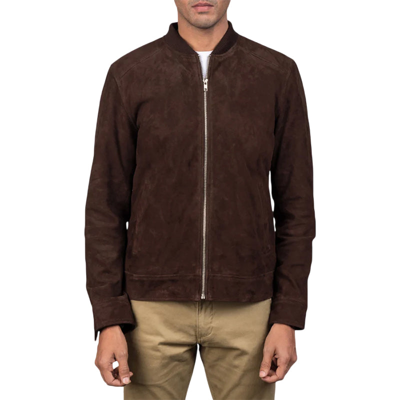 Blain Mocha Suede Bomber Jacket