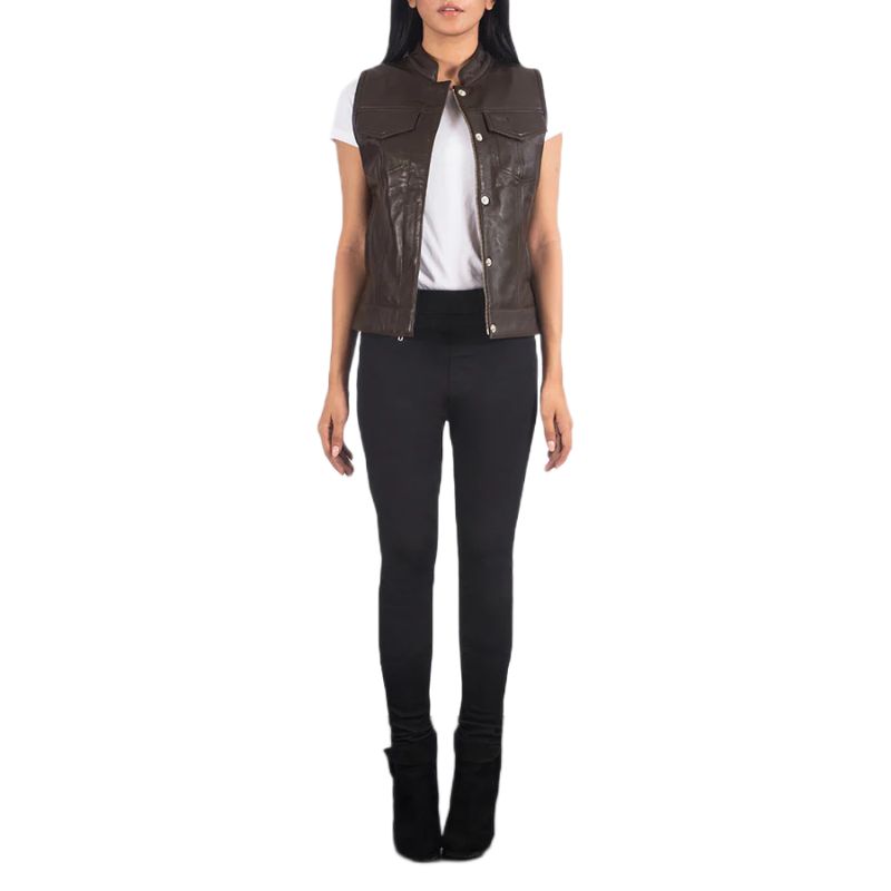 Rayne Moto Brown Leather Vest