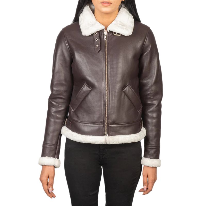 Sherilyn B-3 Maroon Leather Bomber Jacket