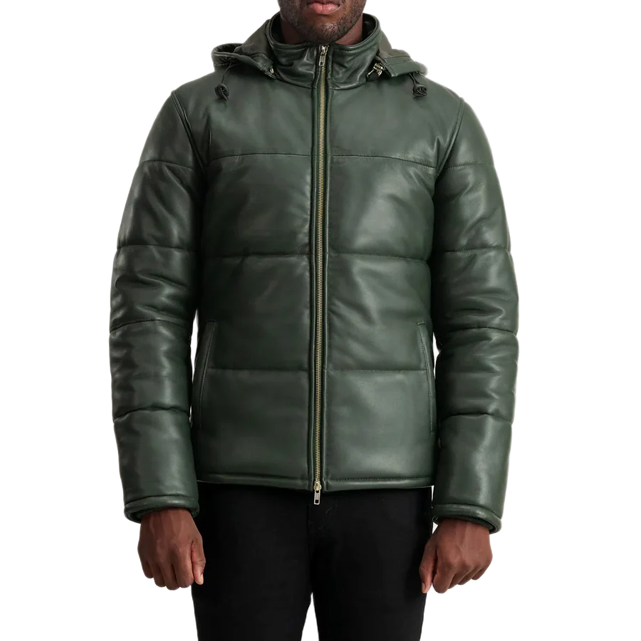 Gordon Green Hooded Leather Puffer Jacket