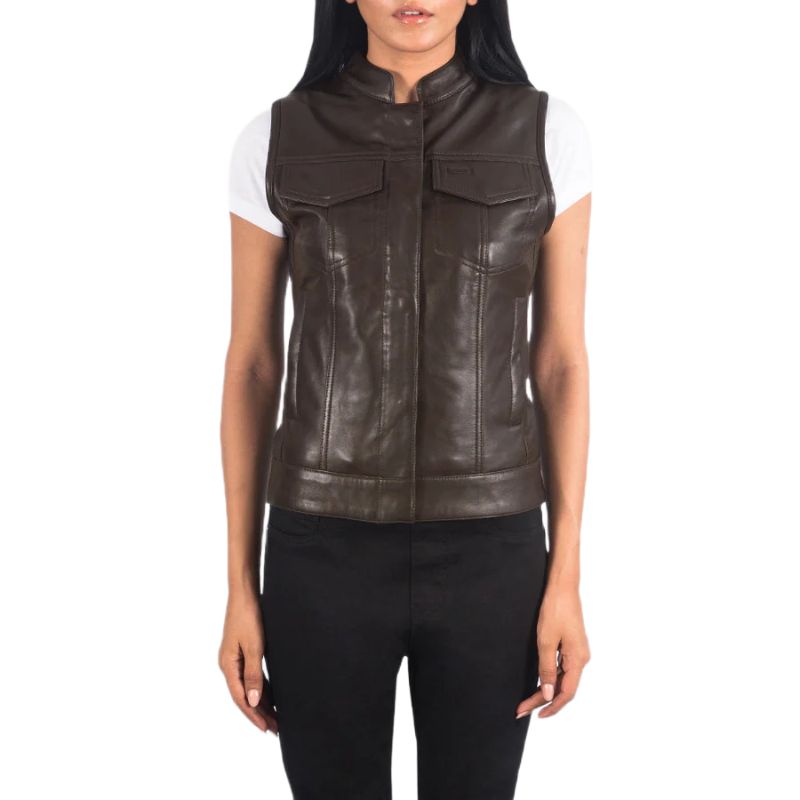 Rayne Moto Brown Leather Vest
