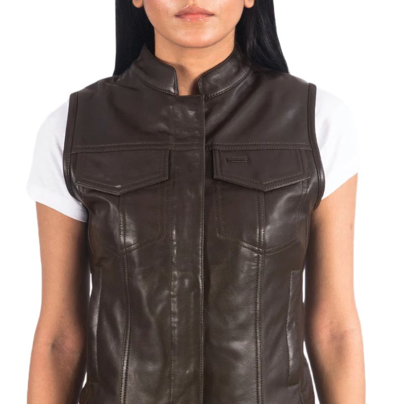 Rayne Moto Brown Leather Vest