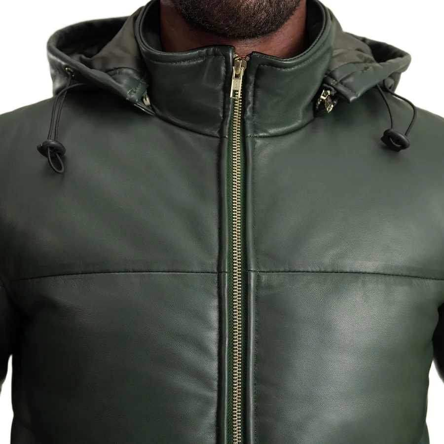Gordon Green Hooded Leather Puffer Jacket