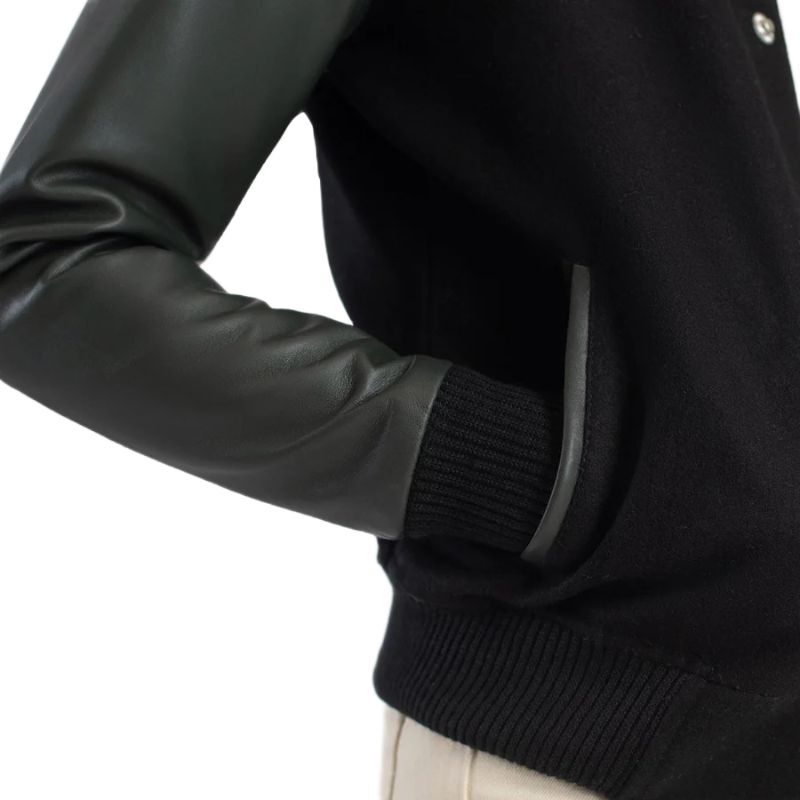 Savant Green & Black Hybrid Varsity Jacket