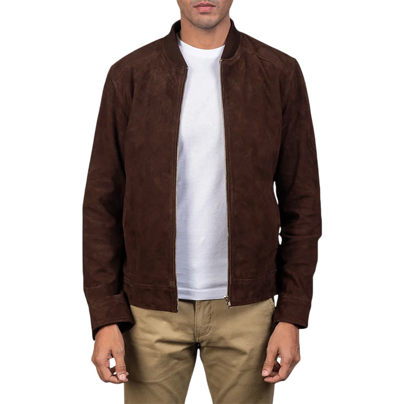 Blain Mocha Suede Bomber Jacket