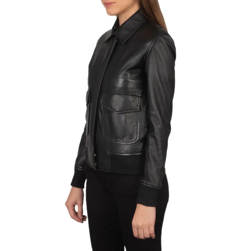Westa A-2 Black Leather Bomber Jacket