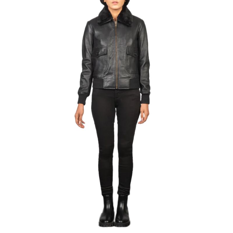 Stella G-1 Black Leather Bomber Jacket