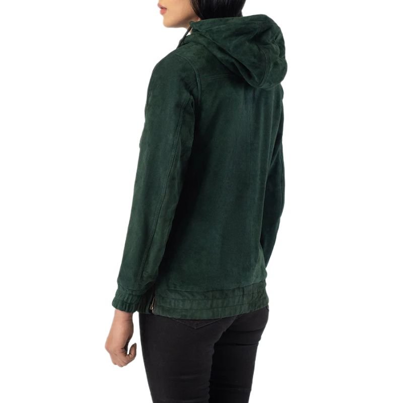 Zest Green Hooded Suede Pullover Jacket
