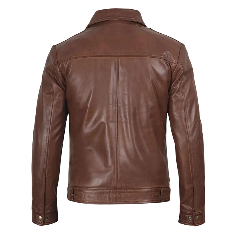 Men’s Brown Leather Harrington Jacket