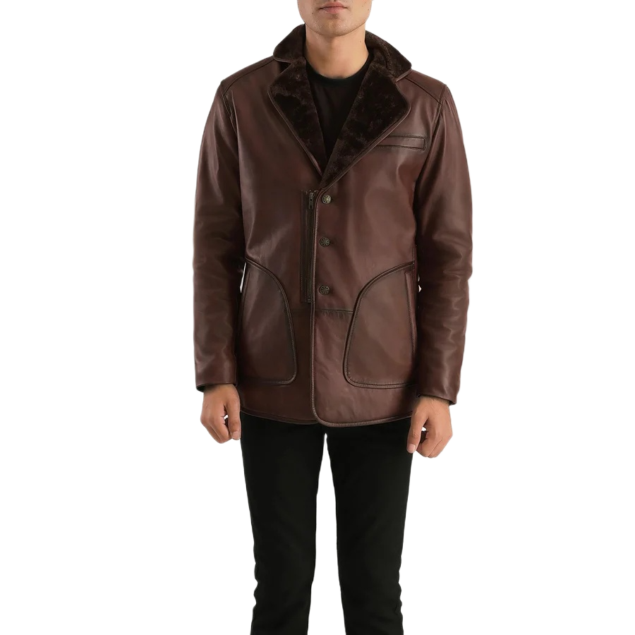 Rocky Brown Fur Leather Coat
