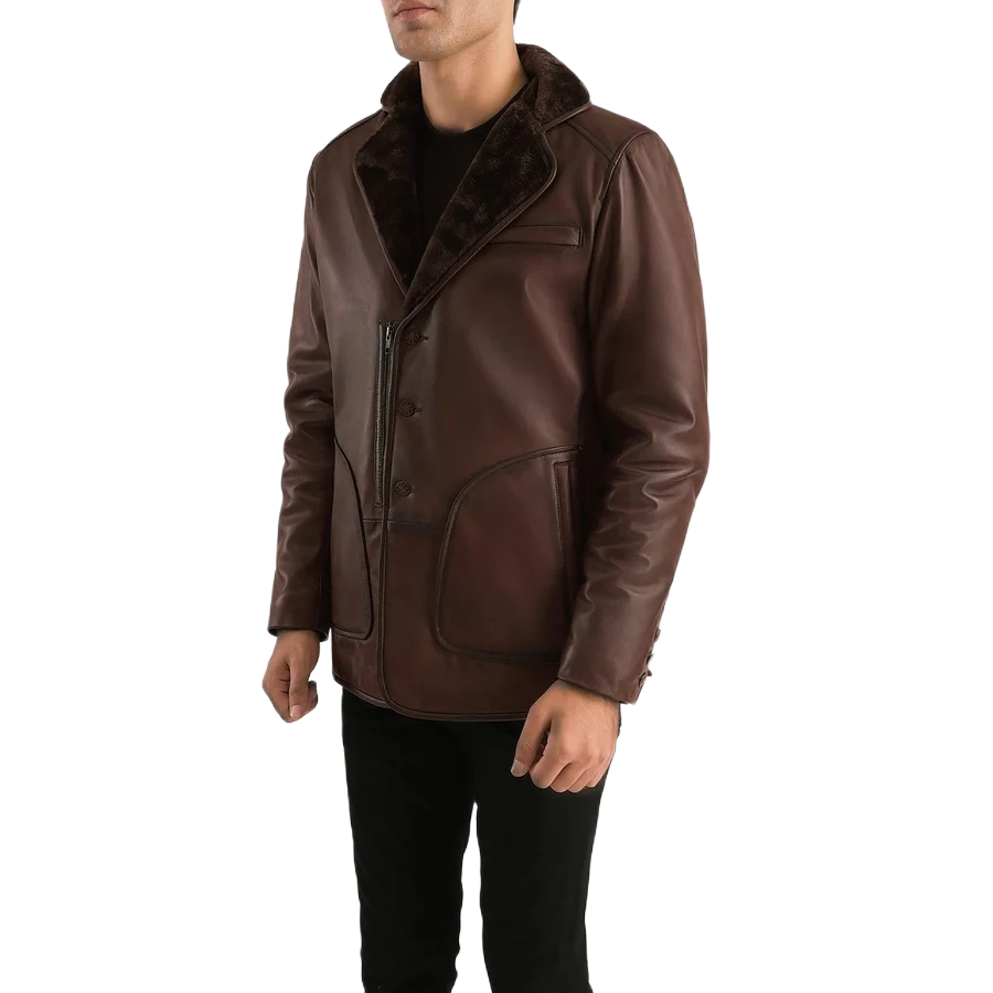 Rocky Brown Fur Leather Coat