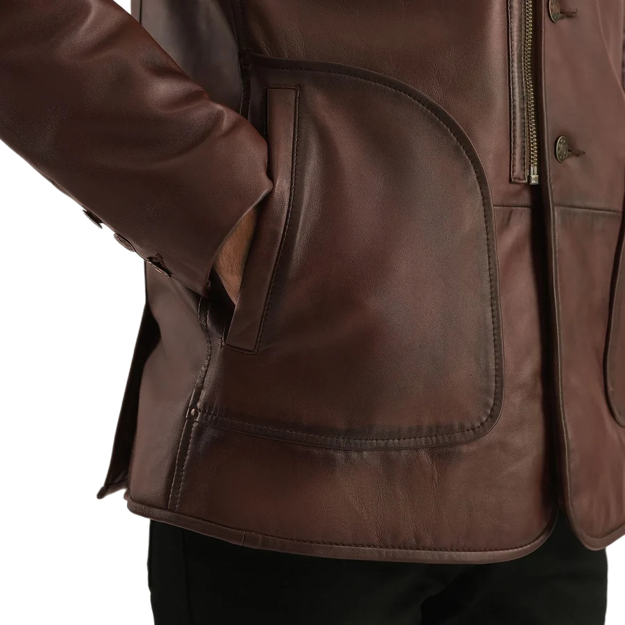 Rocky Brown Fur Leather Coat