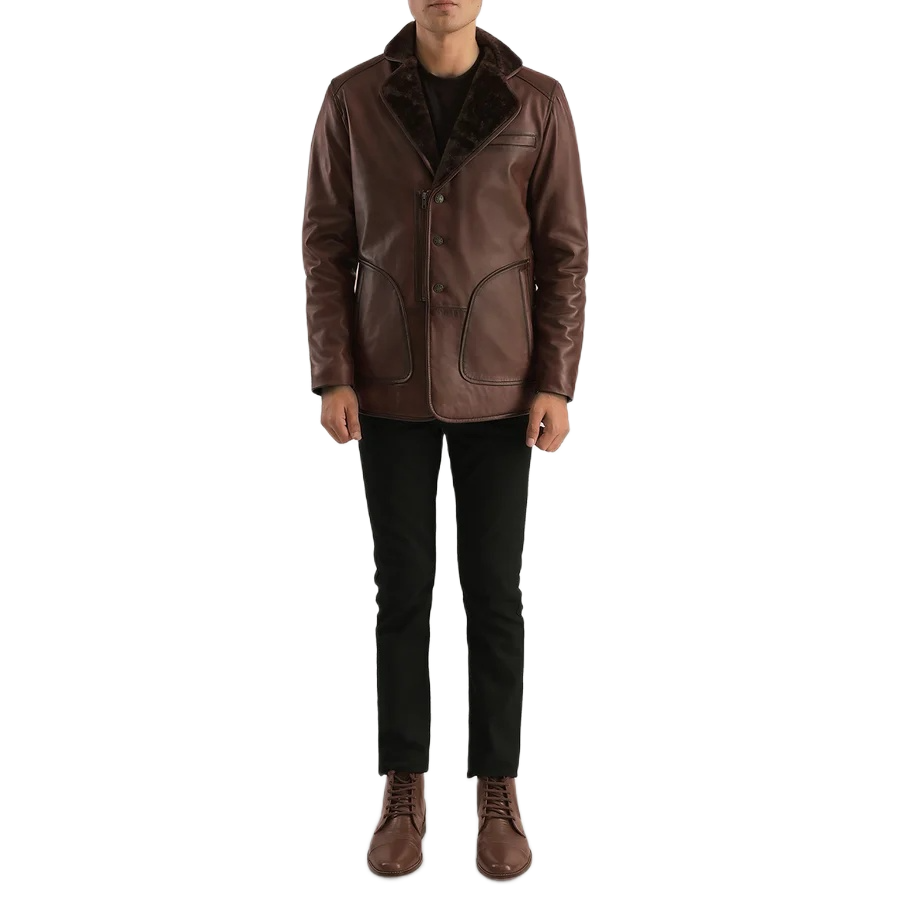 Rocky Brown Fur Leather Coat