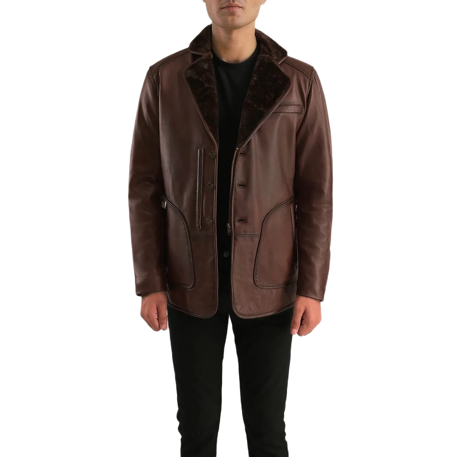 Rocky Brown Fur Leather Coat