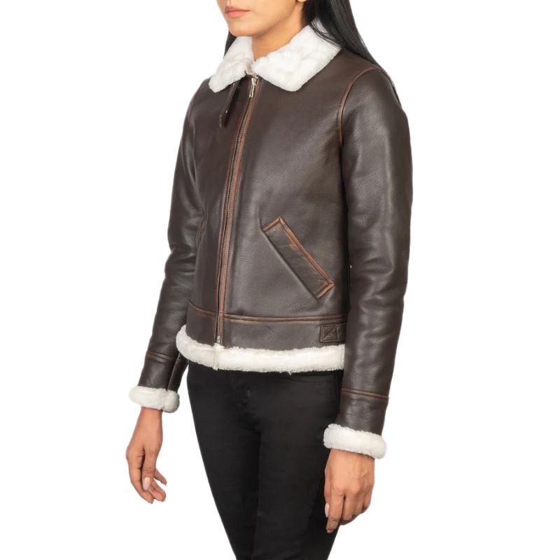 Sherilyn B-3 Maroon Leather Bomber Jacket