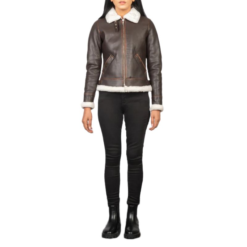 Sherilyn B-3 Maroon Leather Bomber Jacket