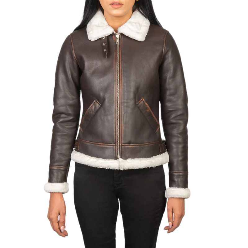 Sherilyn B-3 Maroon Leather Bomber Jacket
