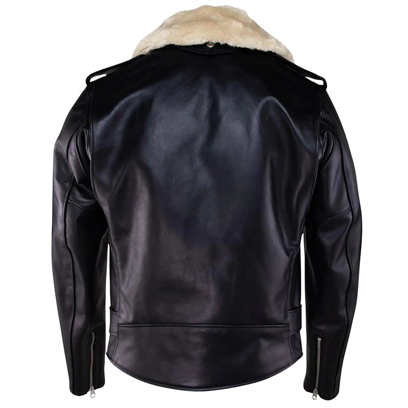 Faux Fur Collar Motorcycle Jacket Winter Accessory