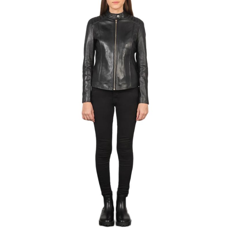 Kelsee Black Leather Biker Jacket